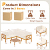 Outdoor 6-piece acacia wood patio sectional set with off-white cushions, ideal for garden and backyard relaxation.