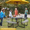 8-Person Outdoor Picnic Table and Bench Set with Umbrella Hole-Gray - Gallery View 1 of 9