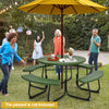 8-Person Outdoor Picnic Table and Bench Set with Umbrella Hole-Green - Gallery View 1 of 9