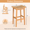 Acacia wood bar stool dimensions with PE rattan seat, 29" height, suitable for patio or kitchen island use.