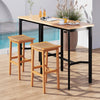 Acacia wood bar stools set of 2 with PE rattan seats, perfect for outdoor patio or kitchen island use.