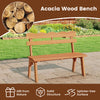 Outdoor acacia wood garden bench with ergonomic backrest, splinter-free surface, and 800 lbs weight capacity for patio.