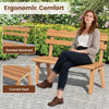 Outdoor acacia wood garden bench with ergonomic backrest and contoured seat, perfect for patio or garden relaxation.