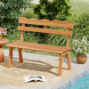 Outdoor acacia wood garden bench with ergonomic backrest, slatted seat, and 800 lbs capacity, ideal for patio or garden.