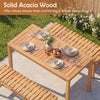 Top view of the outdoor acacia wood dining table showcasing its rustic grain and splinter-free surface, ideal for.