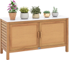 Outdoor Acacia Wood Storage Cabinet Outside Tool Cabinet with Fax Marble Top