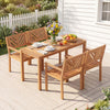 Acacia wood patio dining chairs set of 2 with ergonomic backrest and wide seats, perfect for outdoor relaxation.