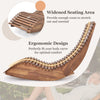 Outdoor acacia wood rocking chair with widened slatted seat, ergonomic design, perfect for backyard relaxation.