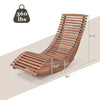 Outdoor acacia wood rocking chair with slatted seat and high back, designed for backyard and patio relaxation.