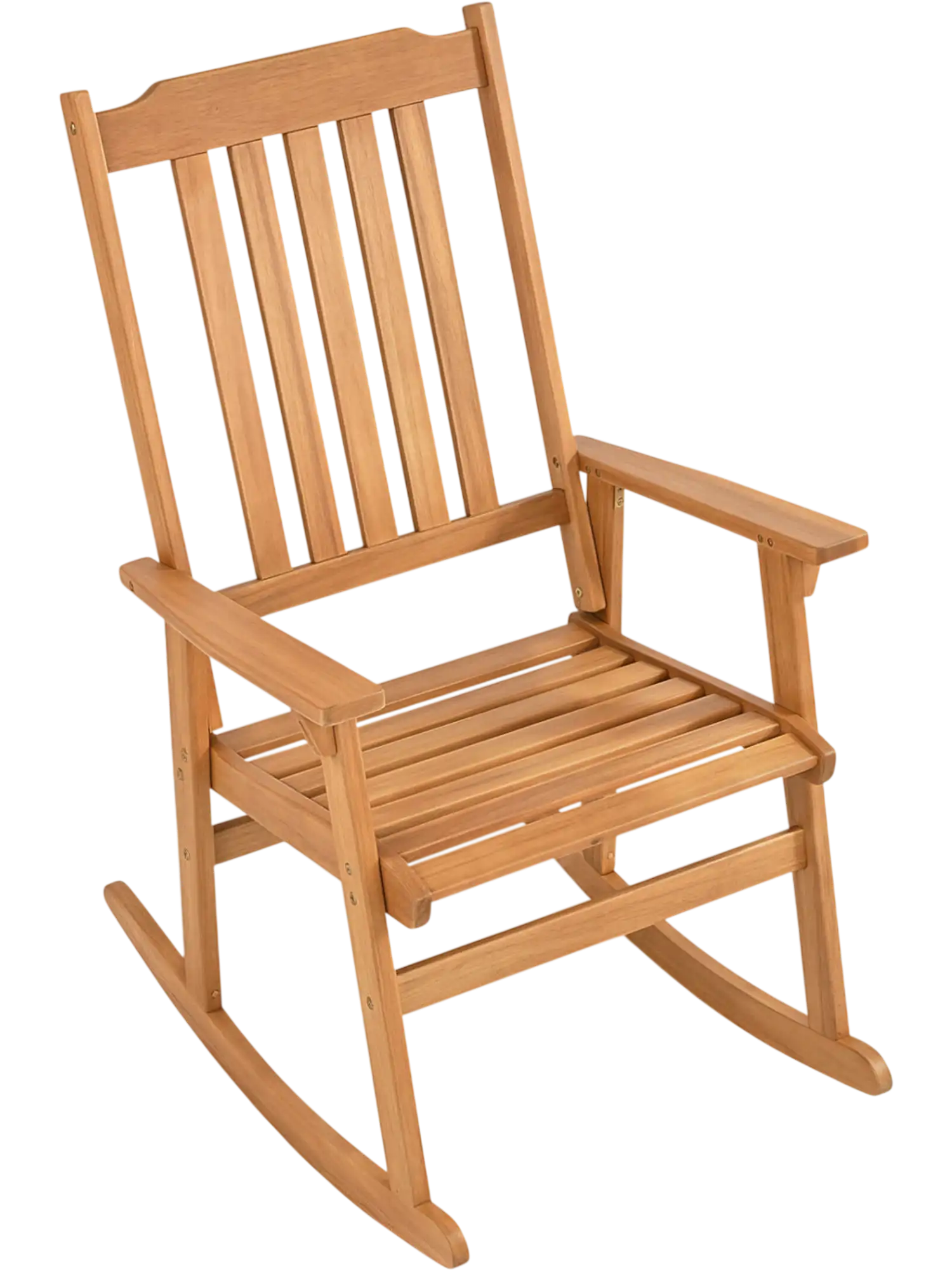 Costway Outdoor Acacia Wood Rocking Chair High Back Armrests 15289150 New