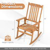 Acacia wood rocking chair with high back and armrests, supporting 400 lbs, ideal for outdoor relaxation on patios.