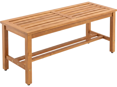 Costway Outdoor Acacia Wood Patio Bench for 2 Slatted Seat 86424274 New