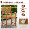 Outdoor acacia wood dining chair with slatted seat and backrest, perfect for patio or garden relaxation.