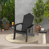 Weather Resistant HIPS Outdoor Adirondack Chair with Cup Holder-Black - Gallery View 1 of 9