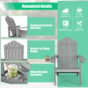 Gray Weather Resistant HIPS Outdoor Adirondack Chair with ergonomic armrests and hidden cup holder for patio relaxation.