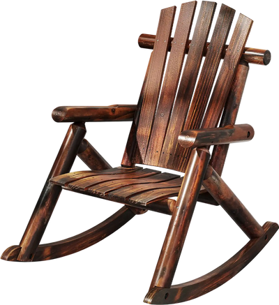 Costway Outdoor Adirondack Rocking Chair Solid Wood Porch Rocker Brown 62058149 New