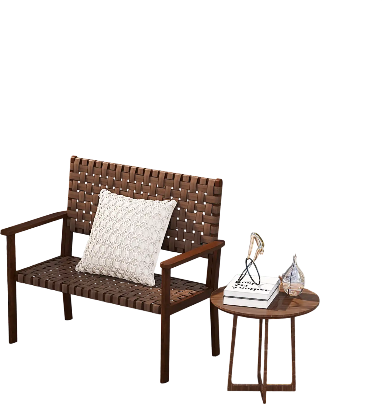 Costway Outdoor All-Weather Bench Rubber Wood Frame Brown 27846159 New
