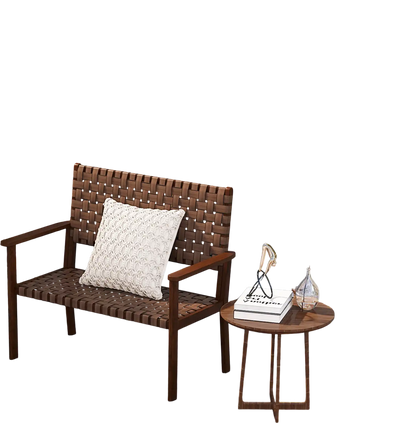 Costway Outdoor All-Weather Bench Rubber Wood Frame Brown 27846159 New