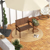 Outdoor all-weather bench with hand-woven PU leather and solid rubber wood frame, perfect for patio relaxation.