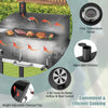 Outdoor BBQ charcoal grill featuring adjustable chimney, clear temperature gauge, and foldable side tables for.