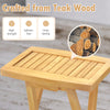 Teak wood bar stool seat detail showcasing splinter-free design and ergonomic comfort for outdoor use.