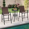Outdoor Bar Stools Set of 2 29 Inch Fabric Bar Height Stools with Armrests-Brown - Gallery View 1 of 10