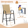 Beige outdoor bar stool with armrests, 29-inch height, designed for comfort and stability, ideal for patios and gardens.