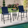 Outdoor Bar Stools Set of 2 29 Inch Fabric Bar Height Stools with Armrests-Navy - Gallery View 1 of 10