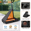 Triangular base with large filling holes for sand or water, enhancing stability for the adjustable basketball goal.