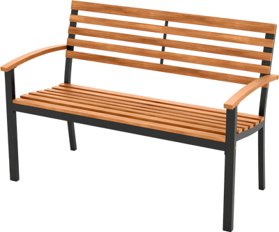 Costway Outdoor Acacia Wood Patio Loveseat Bench with Backrest Armrests 65412776 New