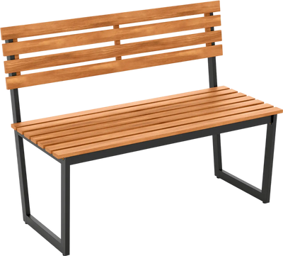 Costway Outdoor Acacia Wood Patio Loveseat Bench w/ Backrest Metal Frame 29320835 New