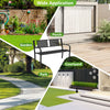 Black metal loveseat patio bench for 2-3 people, ideal for garden, porch, or courtyard with ergonomic design.