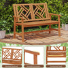 Outdoor 2-person patio loveseat chair with geometric backrest, made from premium hardwood for durability and comfort.