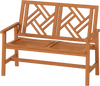 Outdoor Bench Wood 2-Person Patio Loveseat Chair with Geometric Backrest