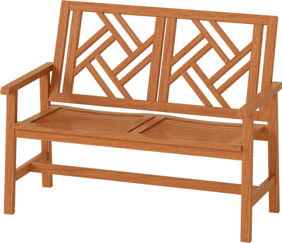 Costway Outdoor Wood 2-Person Patio Garden Bench Geometric Backrest 41099322 New
