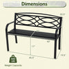 Black garden bench with curved armrests, 42-inch seating, and 660 lbs capacity, ideal for patios and gardens.