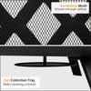 Close-up of the breathable mesh and ash collection tray on the 30-inch outdoor black fire pit for easy cleaning.