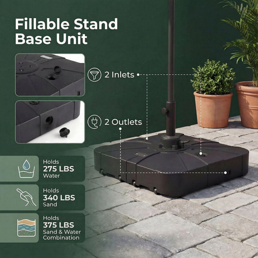 Outdoor Cantilever Umbrella Base Square Water and Sand Fillable Base - Gallery View 7 of 10