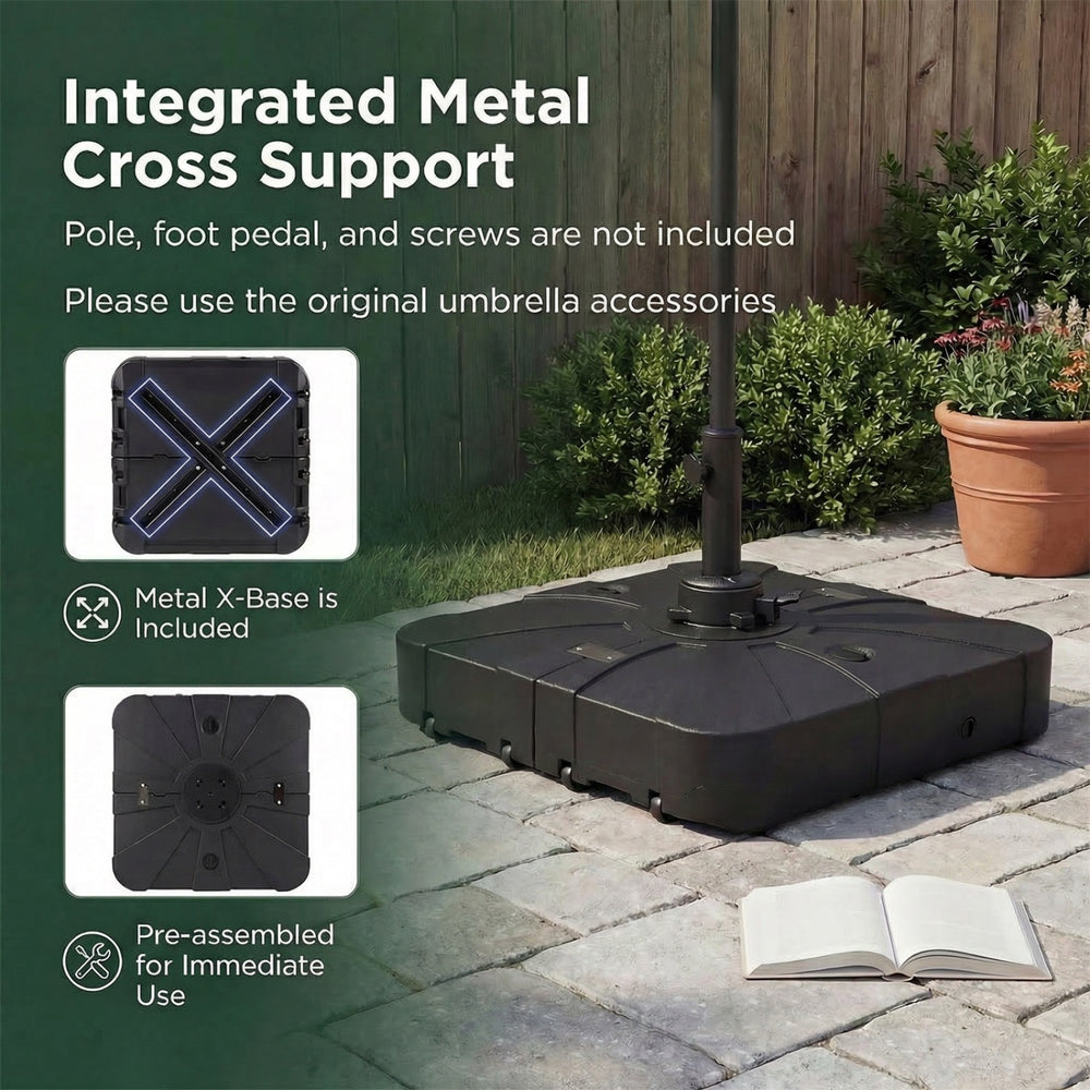 Outdoor Cantilever Umbrella Base Square Water and Sand Fillable Base - Gallery View 10 of 10
