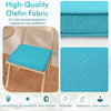 Turquoise outdoor chair cushion set of 4, made of waterproof olefin fabric, offers comfort and style for dining chairs.