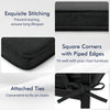 Black outdoor chair cushion set of 2 with exquisite stitching, square corners, and attached ties for easy fixing.