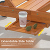 Extendable side table of the outdoor chaise lounge chair, providing space for drinks and items, perfect for patio use.