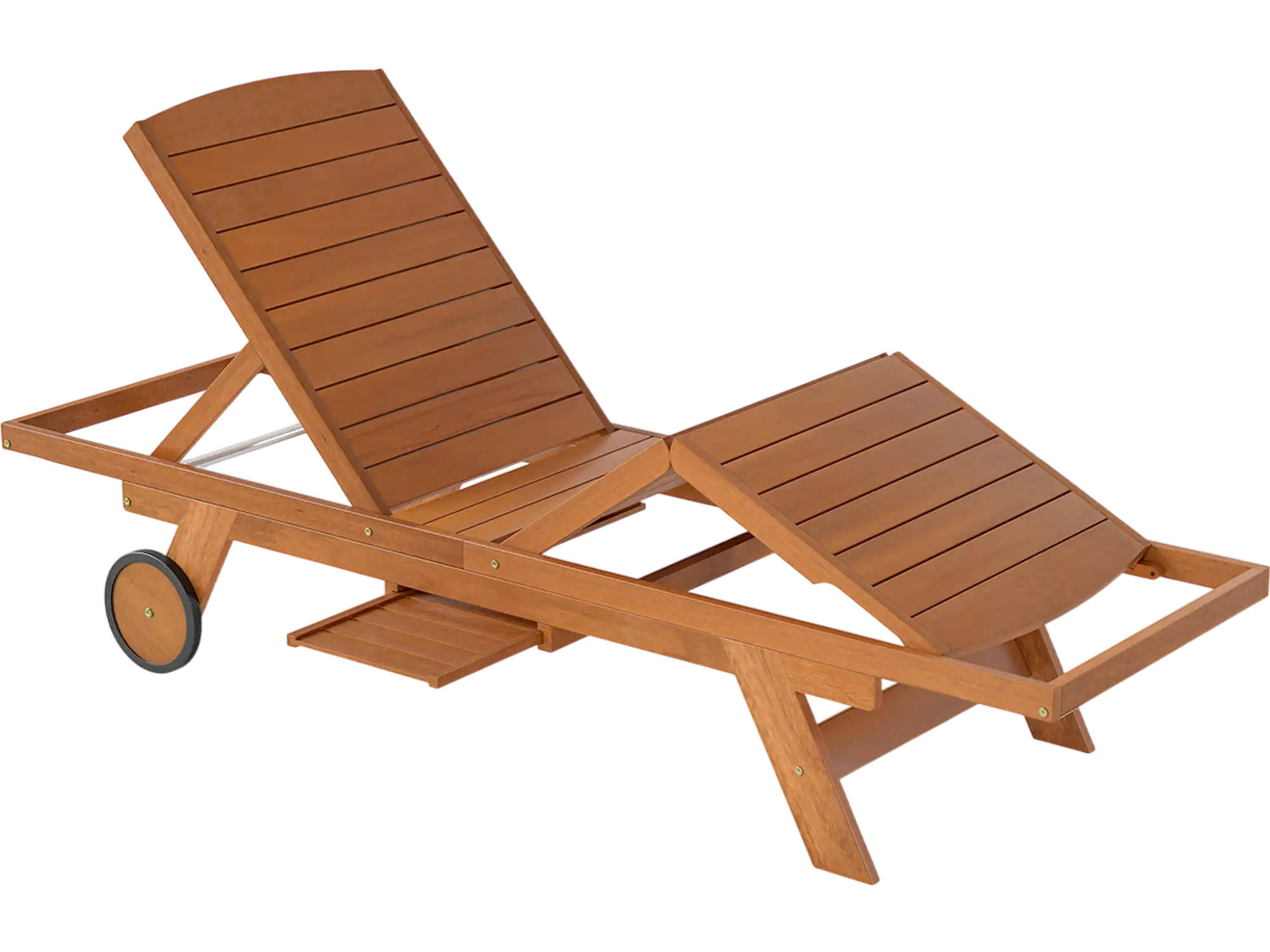 Costway Outdoor Chaise Lounge Chair w/ Wheels 4-Position Adjustable Patio Wood Recliner 55739498 New
