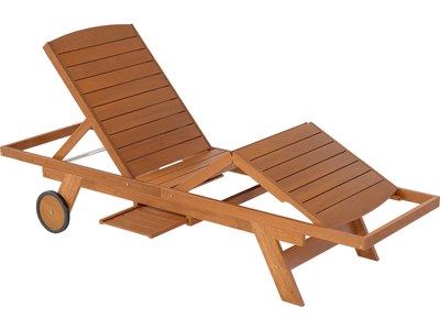 Costway Outdoor Chaise Lounge Chair w/ Wheels 4-Position Adjustable Patio Wood Recliner 55739498 New
