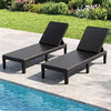 Outdoor Chaise Lounger Chair with Waterproof Rattan Textured PP Surface Set of 2-Black - Gallery View 1 of 10