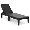Side view of the black outdoor chaise lounger chair with faux rattan texture, adjustable backrest, and 330 lbs capacity.