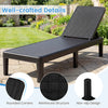 Black outdoor chaise lounger chair with waterproof rattan texture, adjustable backrest, and 330 lbs capacity for.
