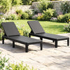 Black outdoor chaise lounger chairs with waterproof rattan textured surface, adjustable backrest, perfect for.
