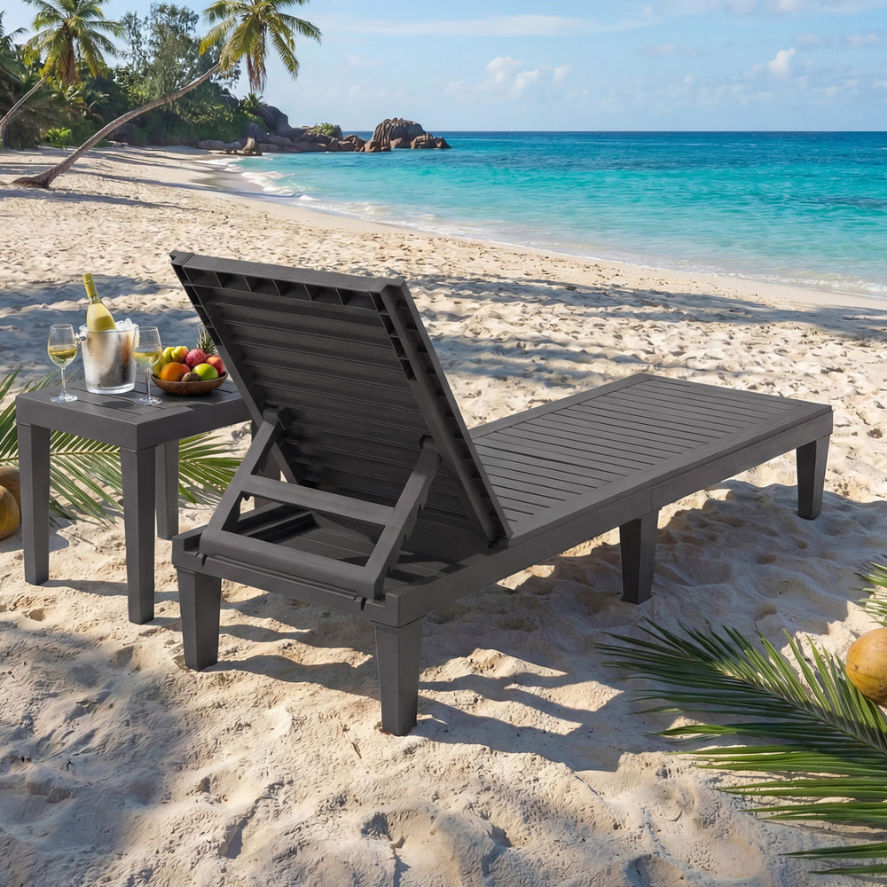 Outdoor Chaise Lounge Chair with 5 Positions Adjustable Backrest-Grey - Gallery View 1 of 10