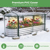 Outdoor raised garden bed with clear PVC greenhouse cover, providing frost protection and heat preservation for plants.